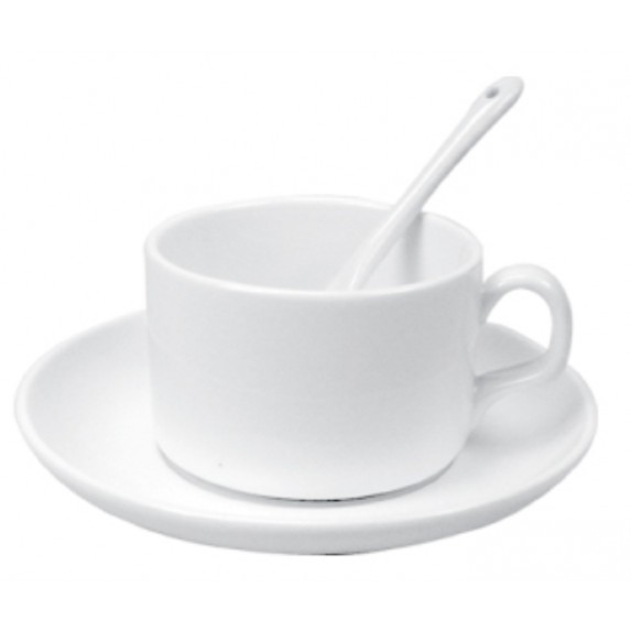 4oz Sublimation Mug Saucer spoon White